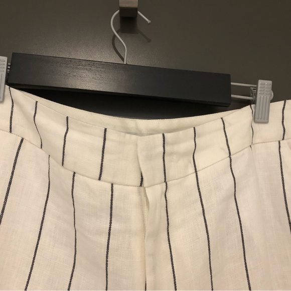 Cream 100% Linen Wide leg pant with black stripe - Picture 4 of 10
